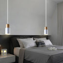 Black Wood Cylinder Pendant Light Modern Single