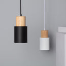 Black Wood Cylinder Pendant Light Modern Single