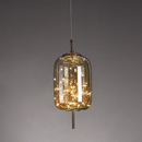 Amber Glass Pendant Light with LED Fairy Lights | Modern Capsule Design