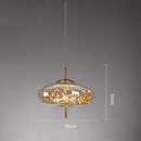 Amber Glass Pendant Light with LED Fairy Lights | Modern Capsule Design