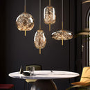 Amber Glass Pendant Light with LED Fairy Lights | Modern Capsule Design