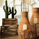 Boho Rattan LED Floor Lantern | Large Flameless Candle Lantern for Living Room