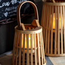 Bamboo Rattan LED Candle Lantern | Flameless Candle Holder for Indoor & Outdoor Home Décor