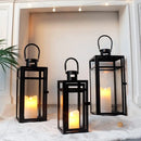 Candle Lanterns 3-Piece Set | Decorative Metal Lanterns for  Outdoor Home