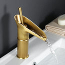 Antique Brass Waterfall Faucet - Single Handle Bathroom Vessel Sink Mixer Tap
