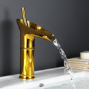Antique Brass Waterfall Faucet - Single Handle Bathroom Vessel Sink Mixer Tap