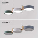 3-Light Modern Linear Pendant Fixture | Matte Gray Shades & Wood Accents